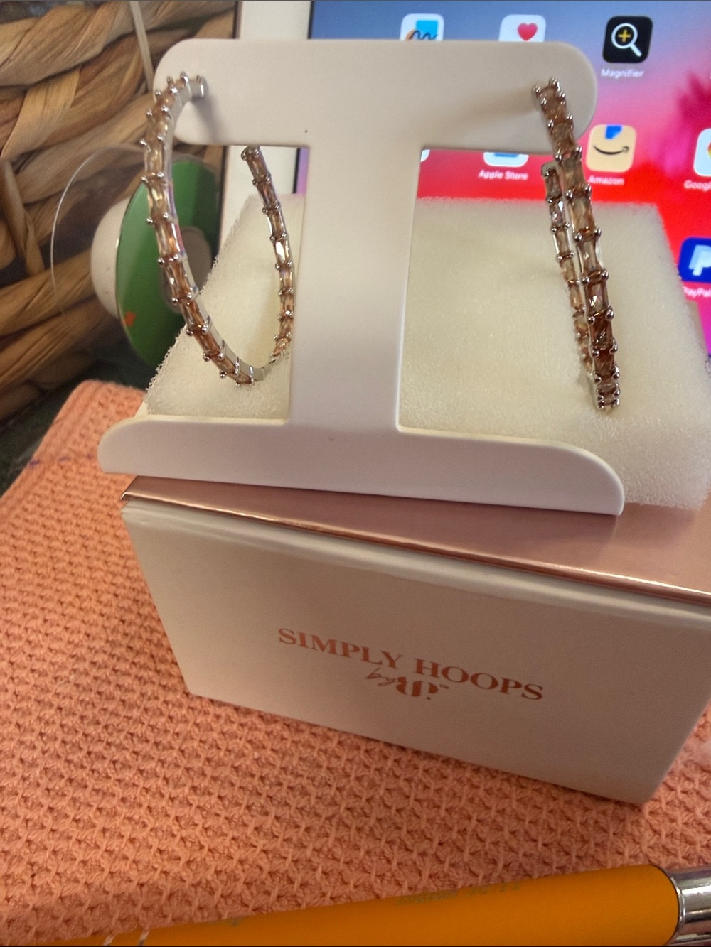 Rose Gold Crystal Hoop Earrings